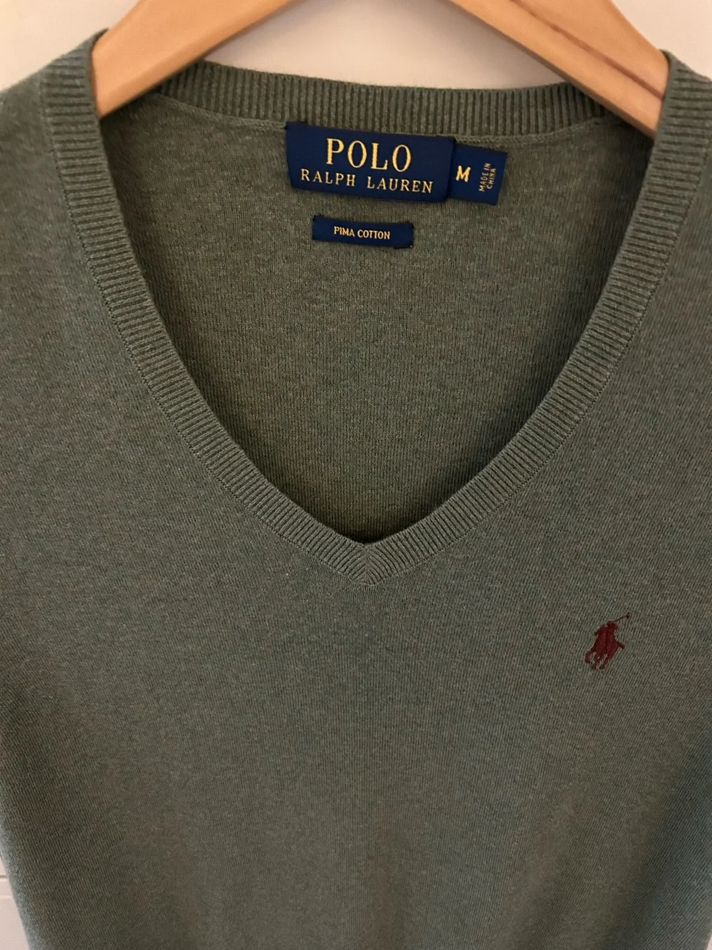 Polo by Ralph Lauren Olive V-Neck Wool Sweater Vest Size M